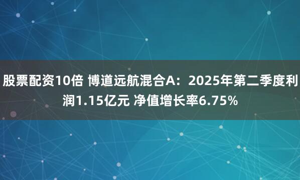 股票配资10倍 博道远航混合A：2025年第二季度利润1.15亿元 净值增长率6.75%